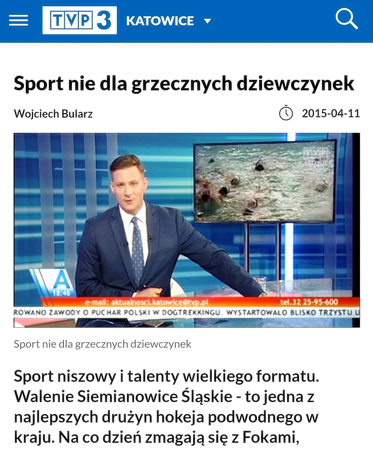 Hokej pod wodą Walenie w TV Siemianowice Śląskie